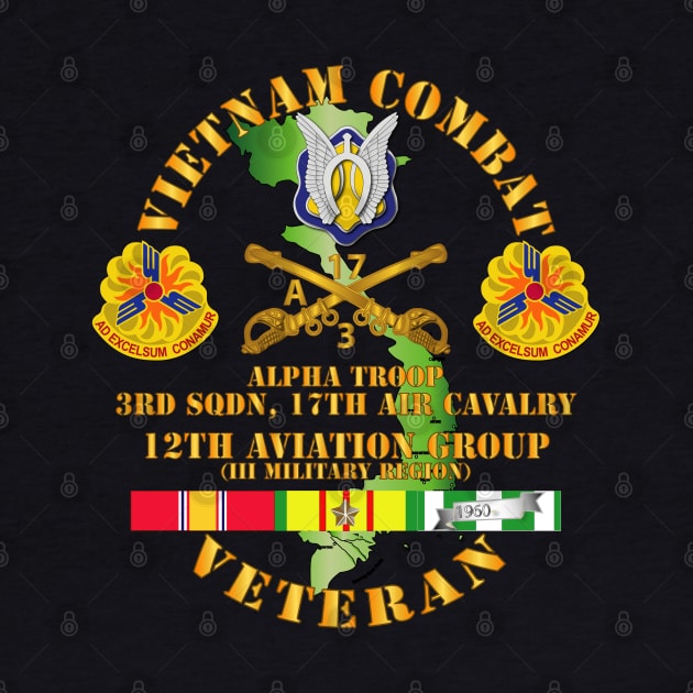 Vietnam Combat Cavalry Vet w Alpha Troop - 3rd Sqn 17th Air Cav - 12th  AVN GroupI Mil Rgion III w SVC by twix123844